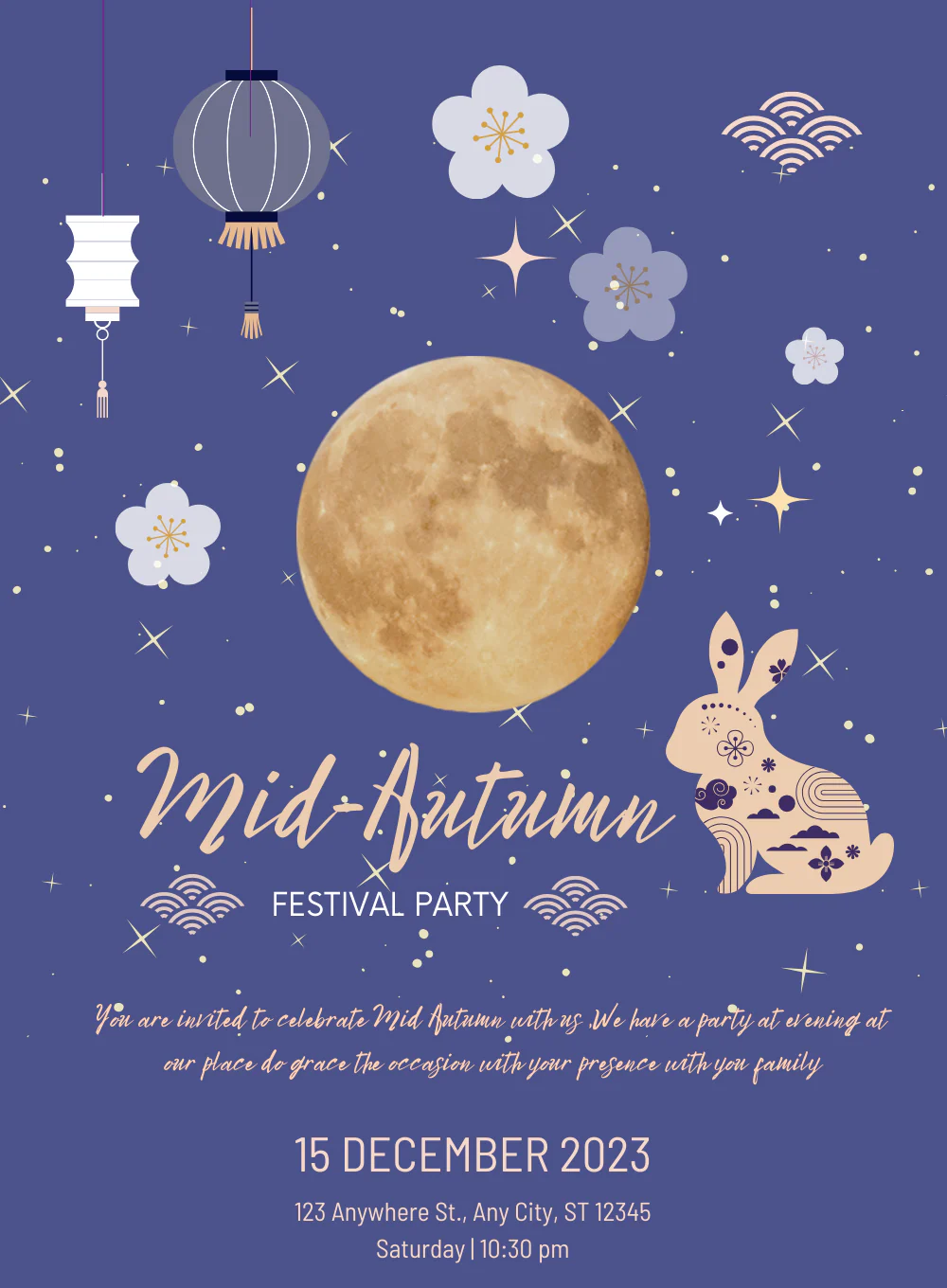Blue Majestic mid-autumn festival Invitation-AAMID010 - Image 2
