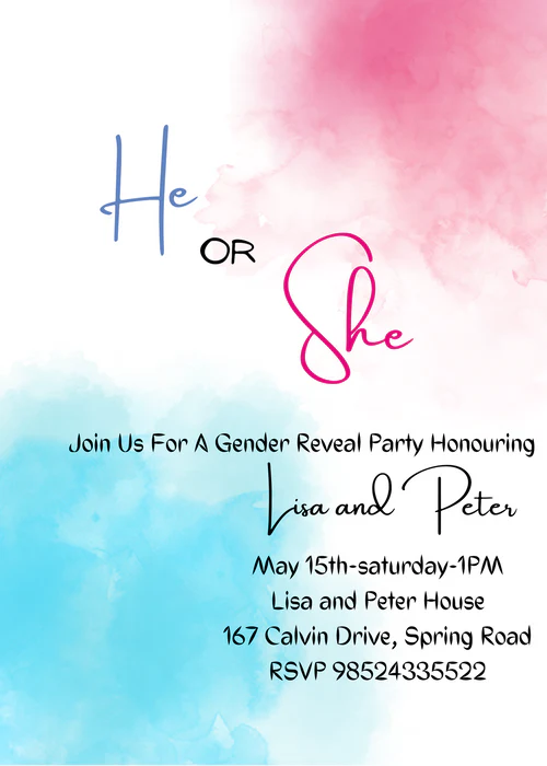 Blue Or Pink Gender Reveal Invitation-AAGRI001 - Image 2