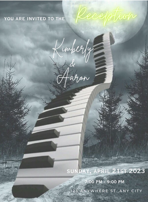 Blue Piano Reception Party Invitation-AARPI029 - Image 2
