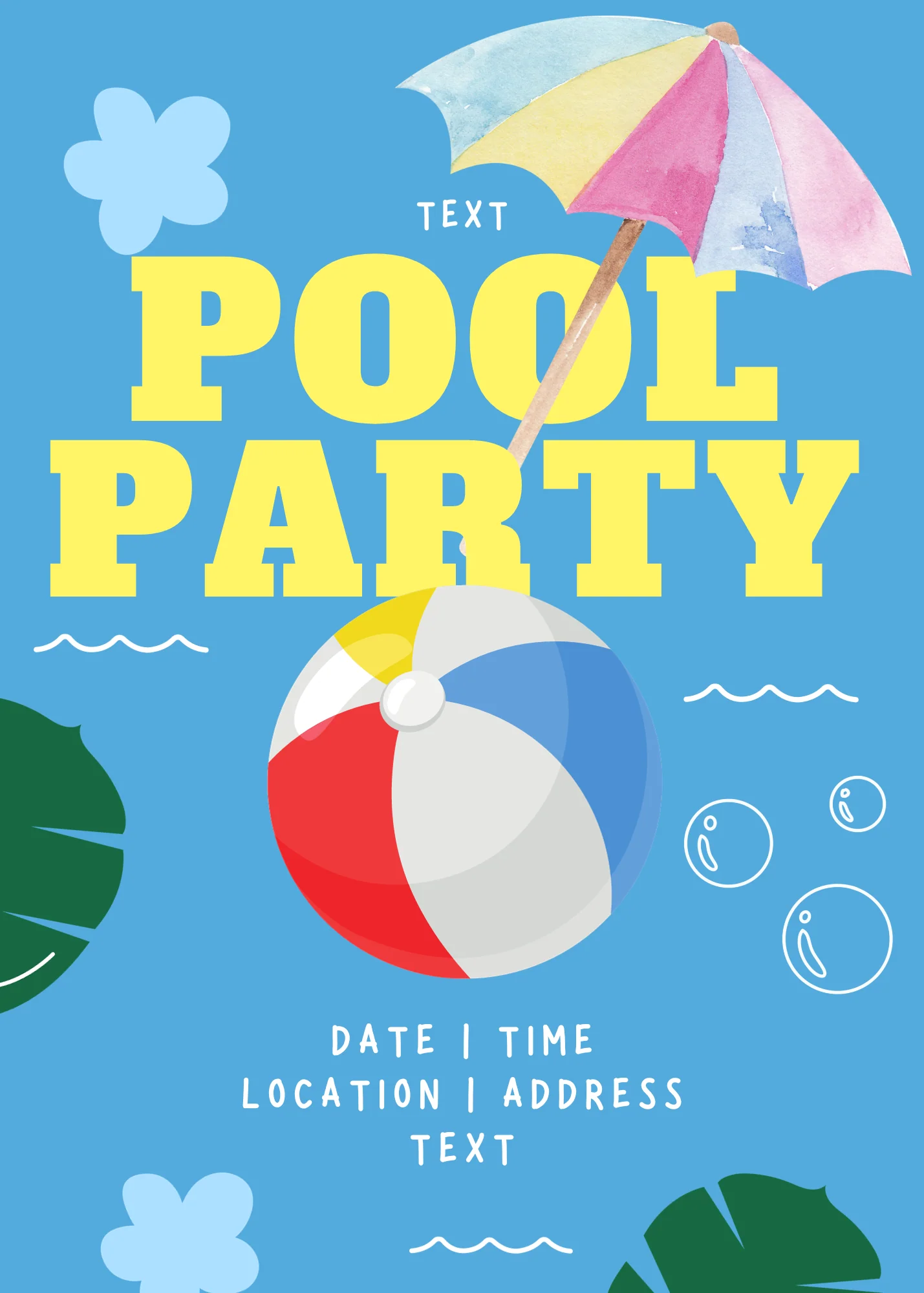 Blue Pool Games Pool Party Invitation-AAPPI004