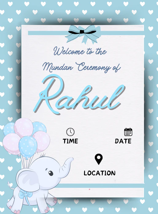 Blue Shimmering Mundan Invitation-AAMUN003 - Image 2