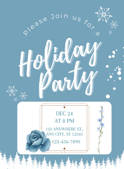 Blue Snowflake holiday party Invitation-AAHOP009 - Image 2
