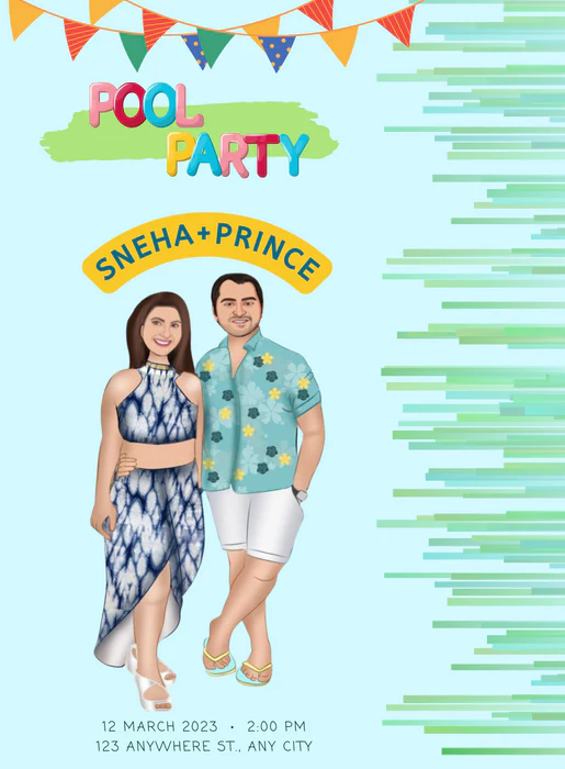Blue Vacation Pool Party Invitation-AAPPI011 - Image 2