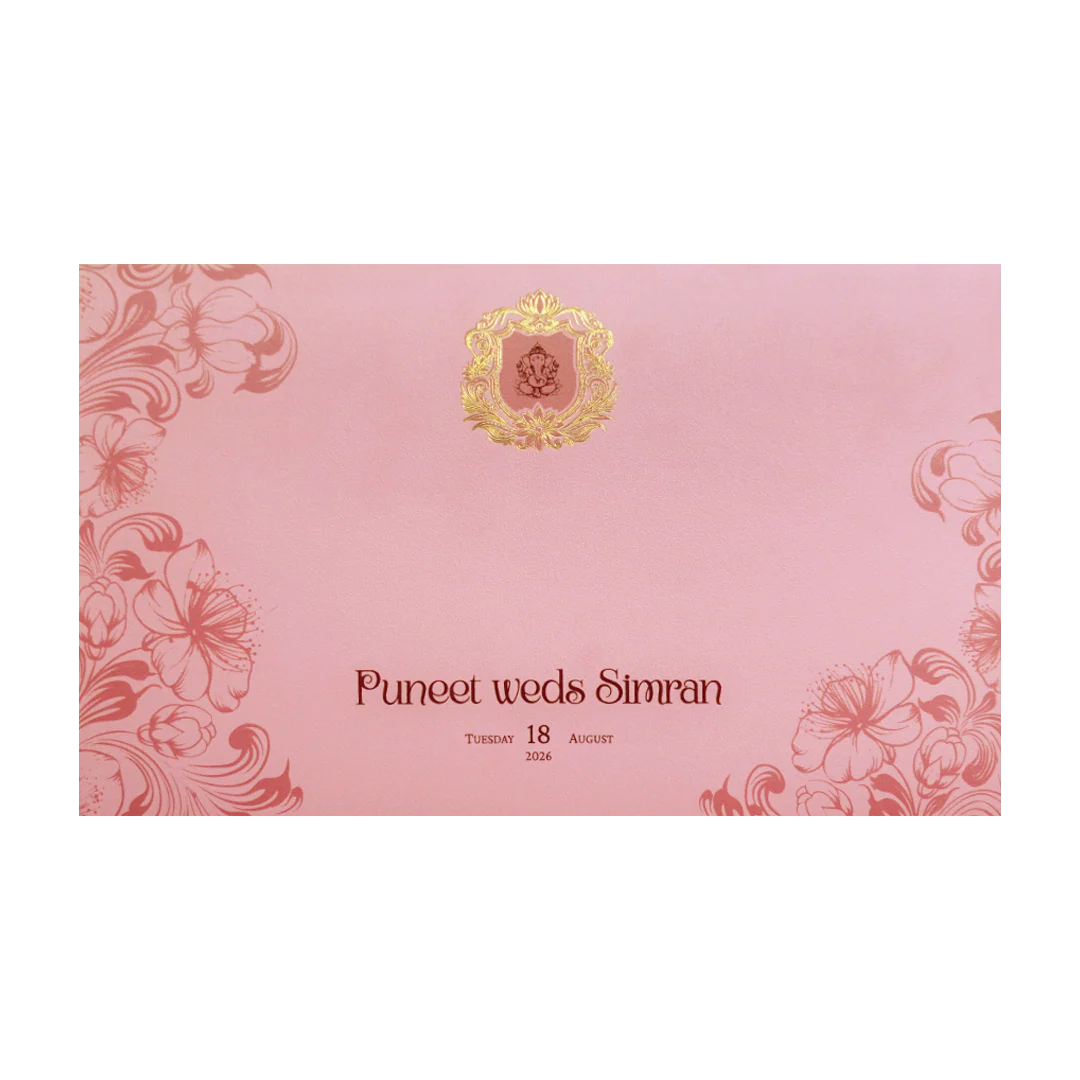 Blush Pink Floral Crest Wedding Invitation Card-KPR24520 - Image 4
