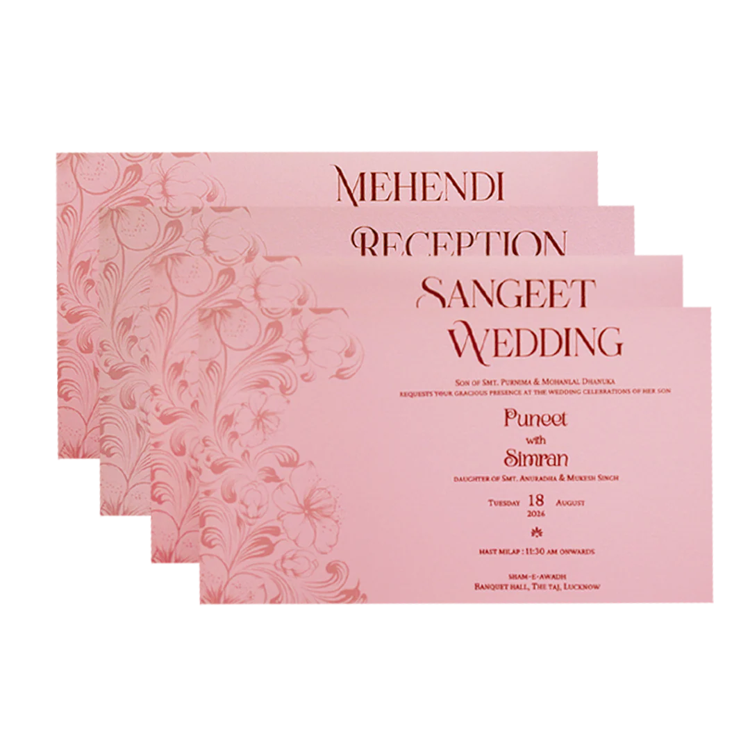 Blush Pink Floral Crest Wedding Invitation Card-KPR24520 - Image 5