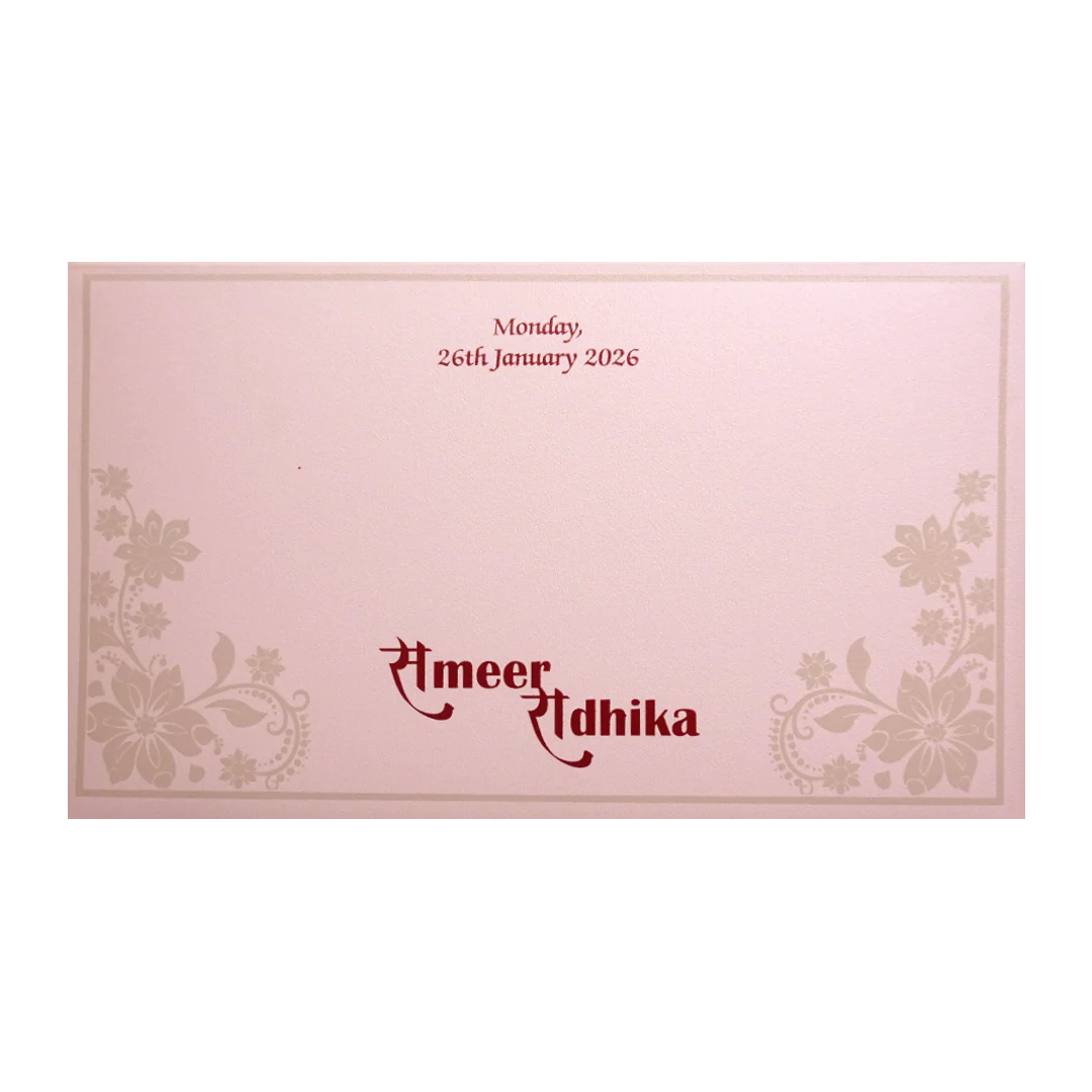 Blush Pink Floral Elephant Wedding Invitation Card-KPR24620 - Image 4