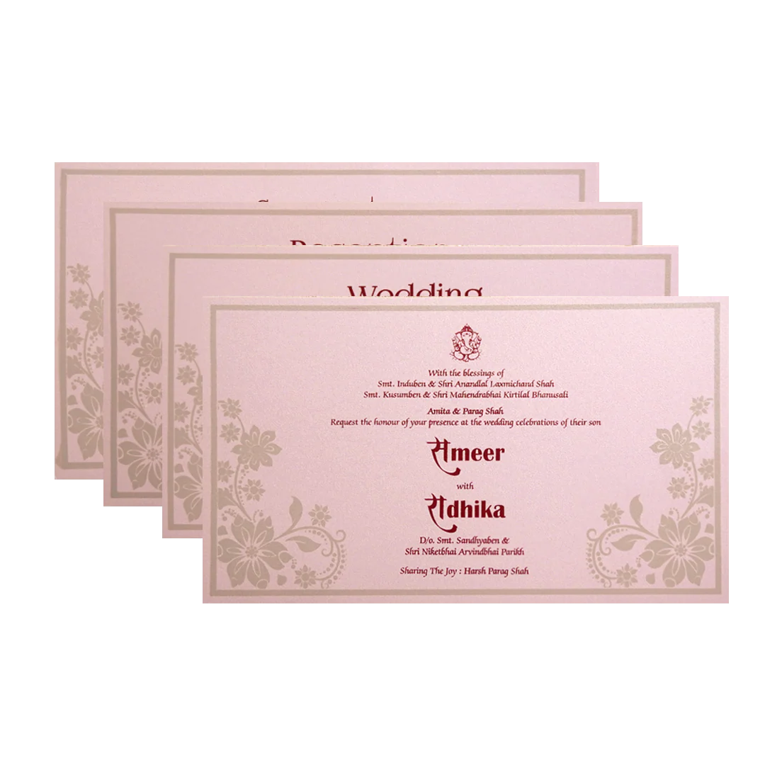 Blush Pink Floral Elephant Wedding Invitation Card-KPR24620 - Image 5