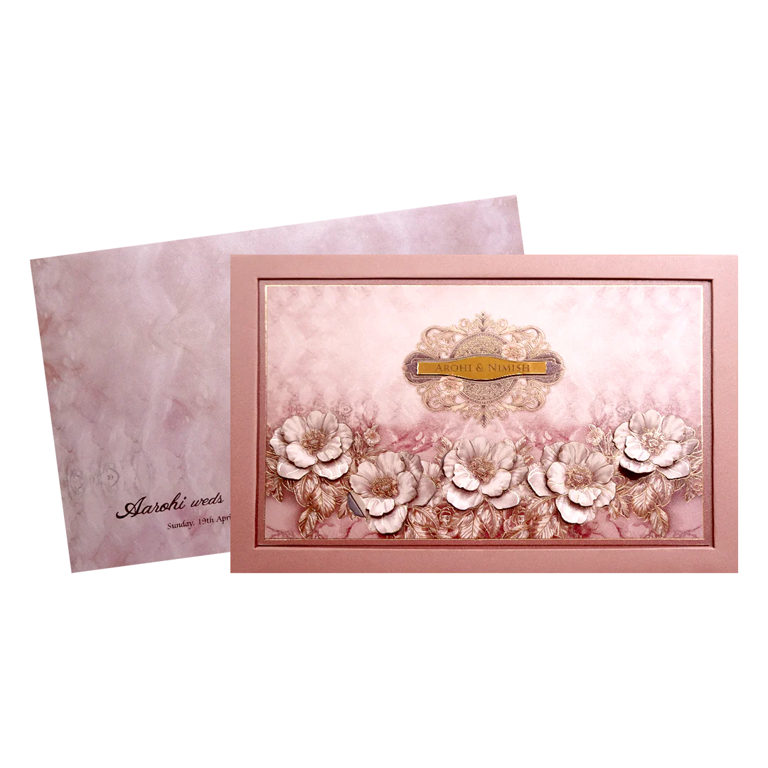 Blush Pink Floral Luxury Wedding Invitation Card-KPR24810 - Image 2