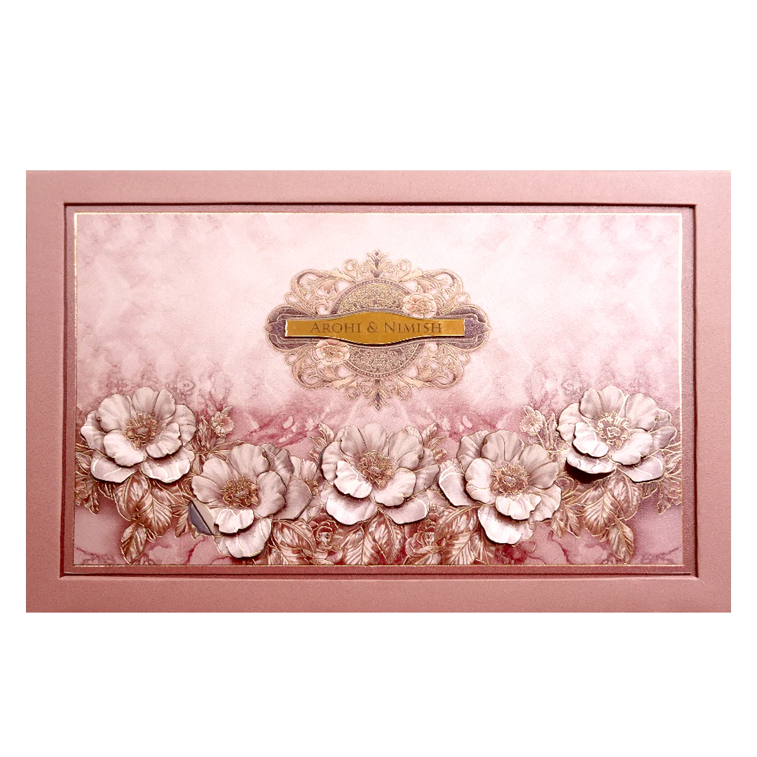 Blush Pink Floral Luxury Wedding Invitation Card-KPR24810 - Image 3