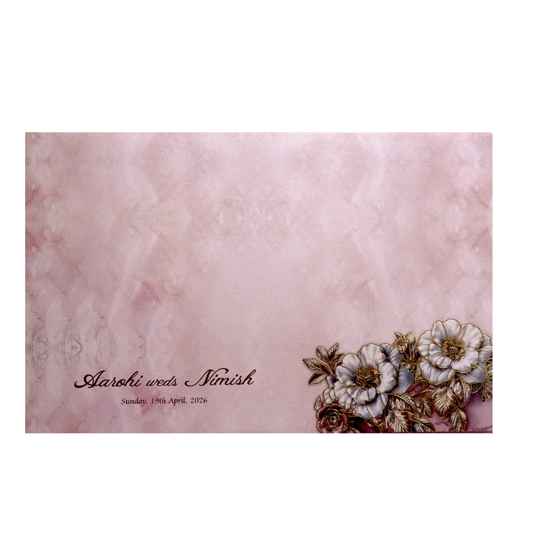 Blush Pink Floral Luxury Wedding Invitation Card-KPR24810 - Image 4