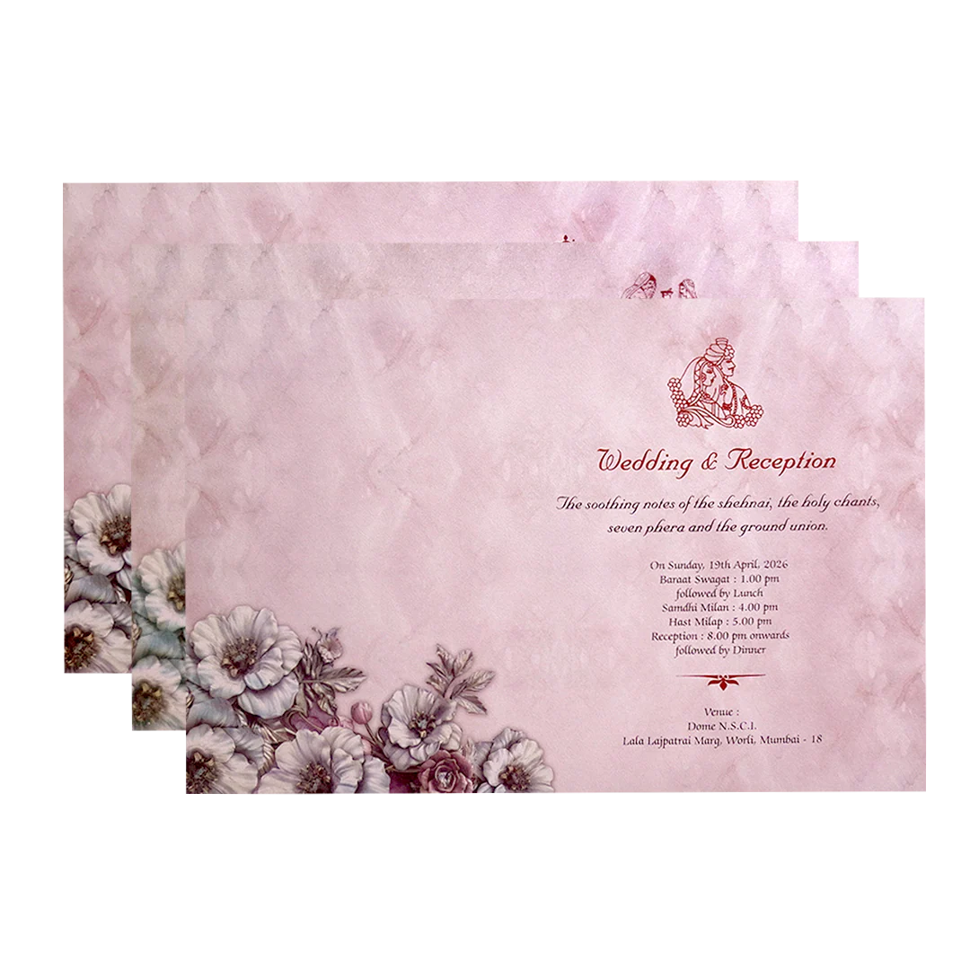 Blush Pink Floral Luxury Wedding Invitation Card-KPR24810 - Image 5