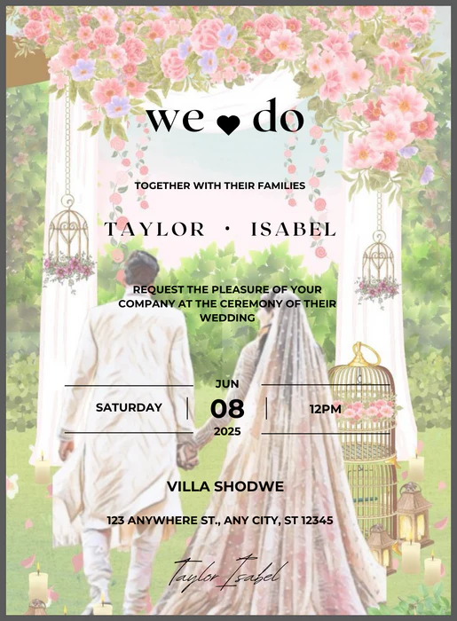 Blushing Blooms Floral wedding Invitation-AAFWI012 - Image 2