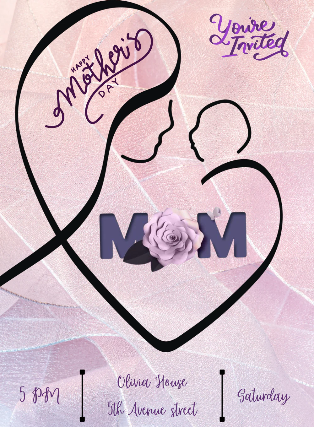 Blush Lavender Mother's day Invitation-AAMOT003