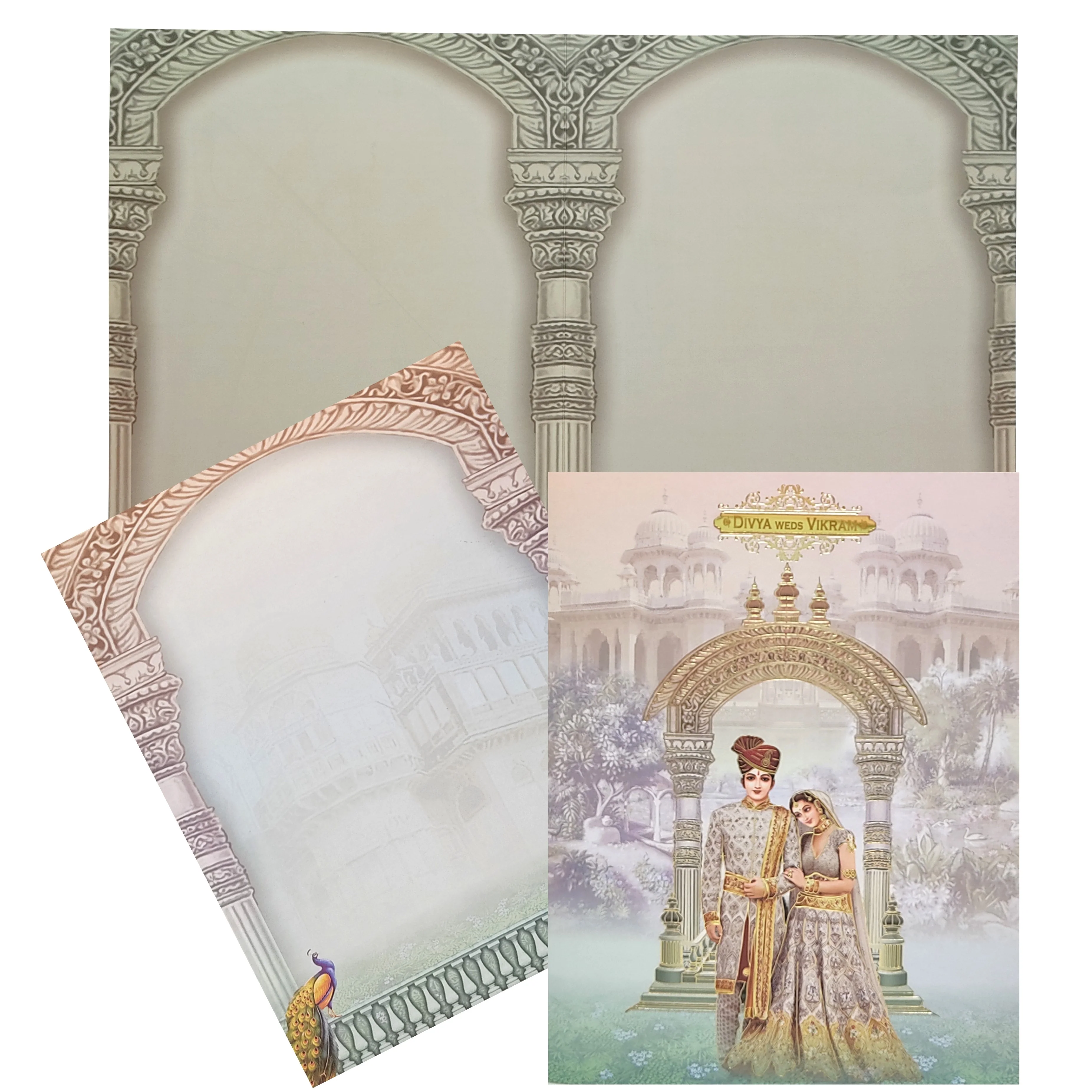 Bride And Groom With Palace View In Gold Foiling Print-KNKJ1095