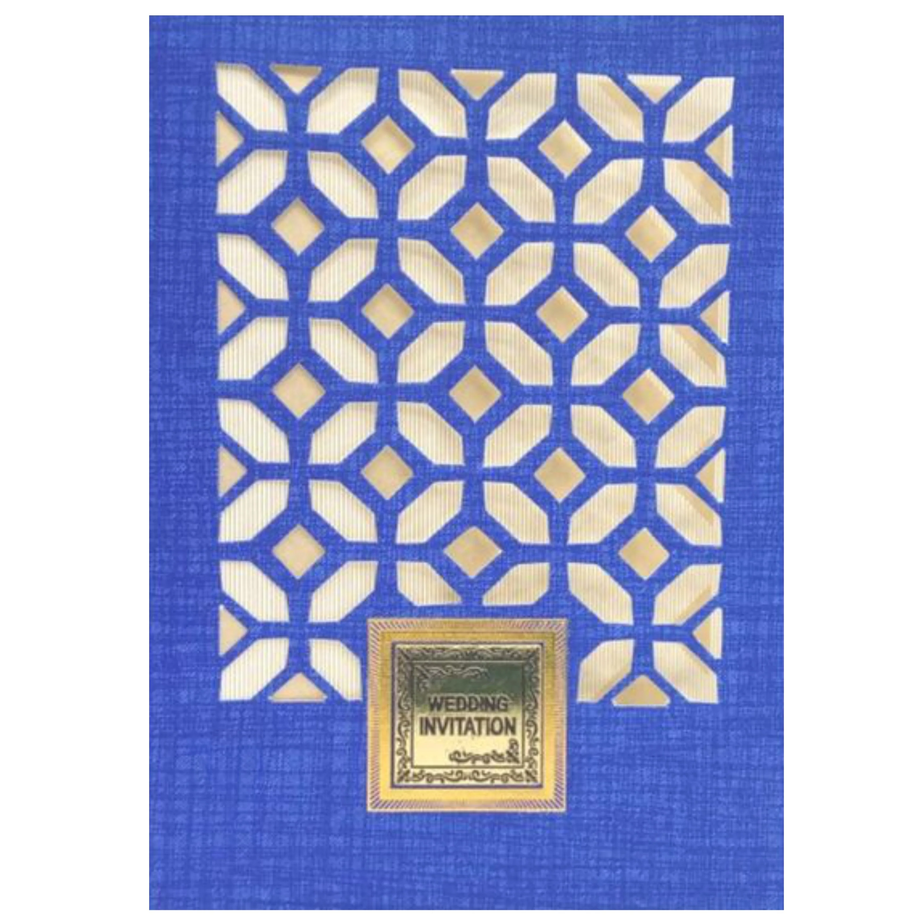 Bright Blue Shading With Cut Design Bag Type Wedding Card-KNCA203B - Image 3