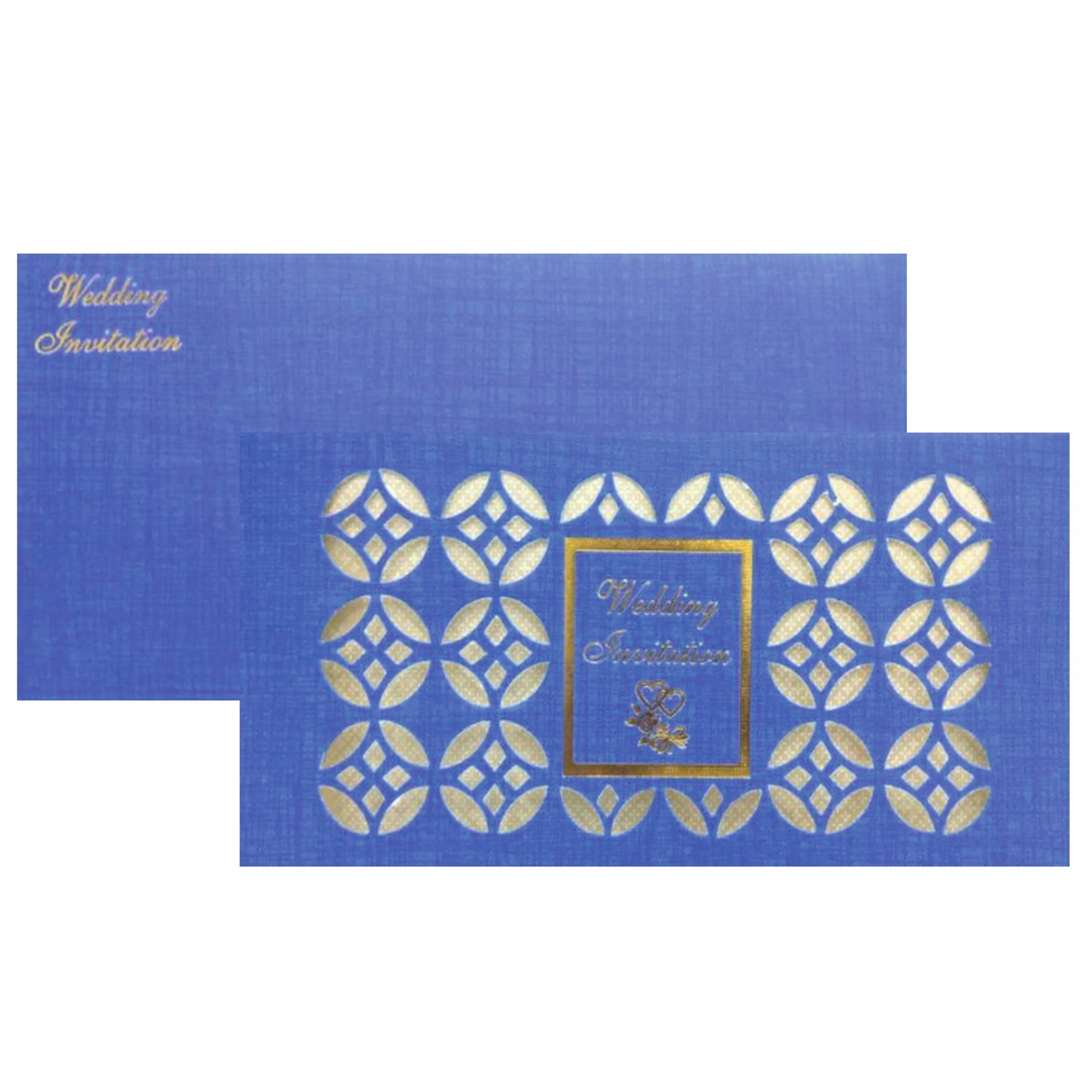 Bright Blue Shading with Wolly Cut Design Wedding Card-KNW20111 - Image 2