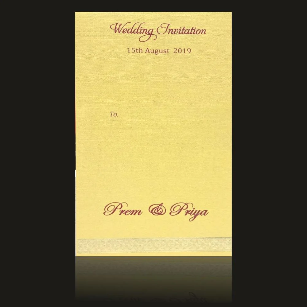 Red (kadhi) golden border personal single sheet invitation card-KNS9001R - Image 3