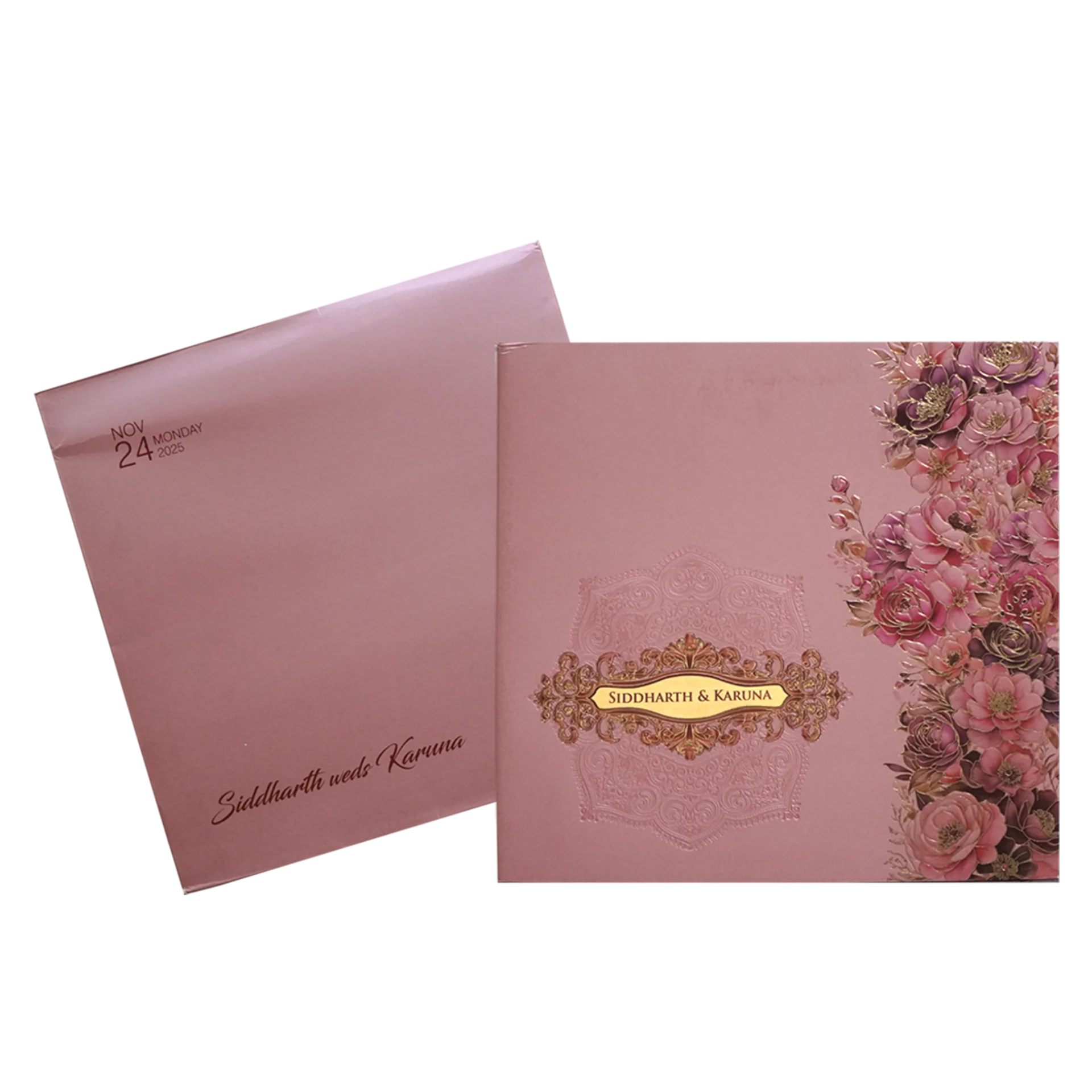 Bronze Pink Premium Padded Wedding Invitation-KPR24150 - Image 2