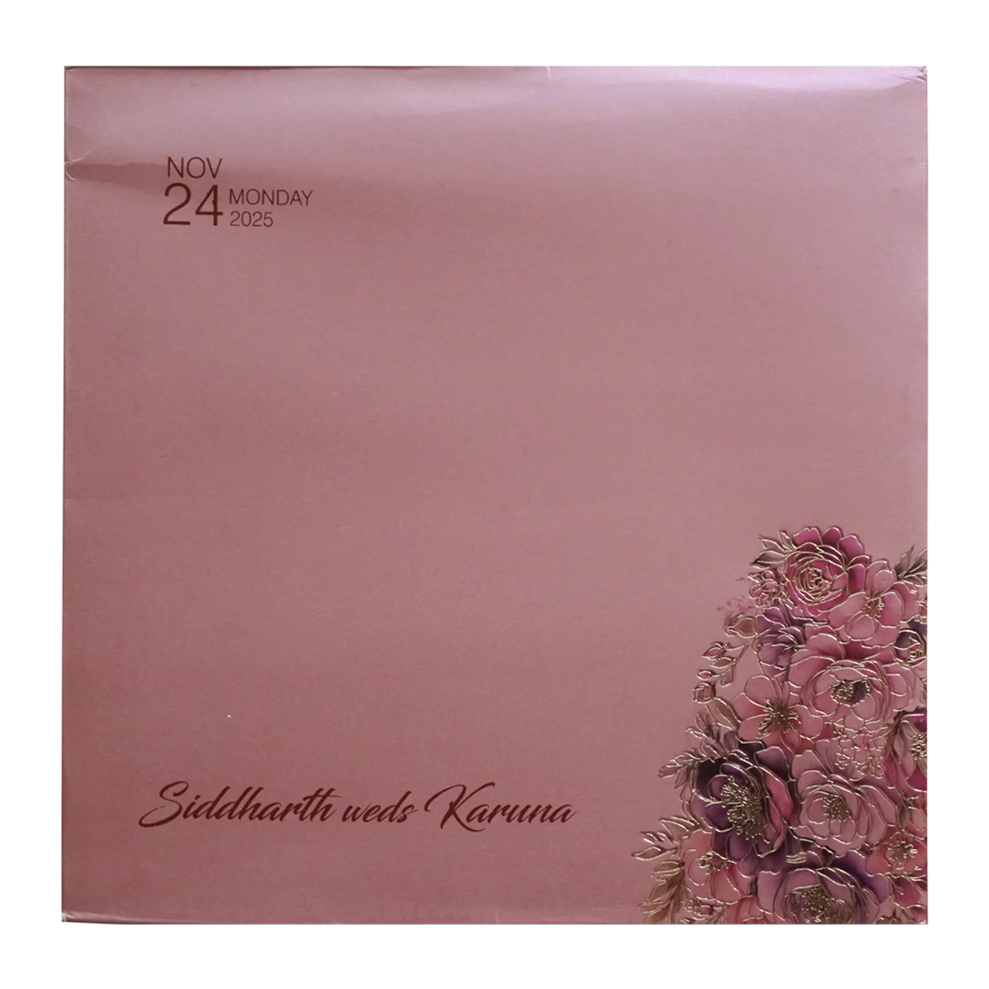 Bronze Pink Premium Padded Wedding Invitation-KPR24150 - Image 4