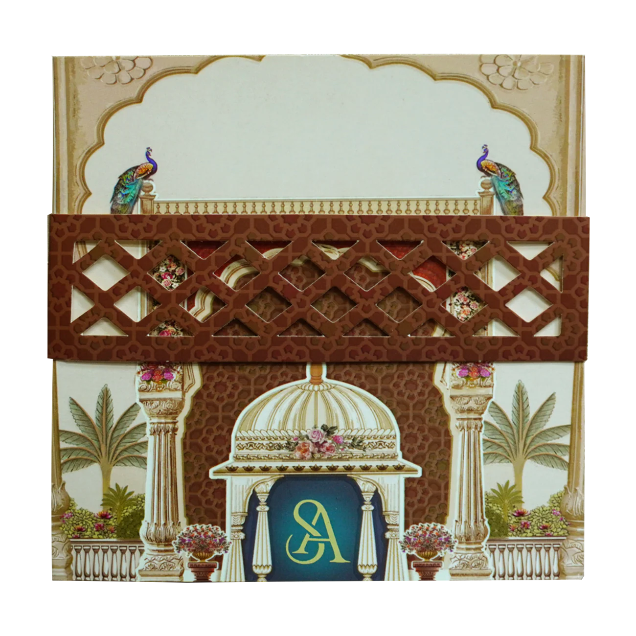 Brown Arch Peacock Box Invitation-KRC30800 - Image 3