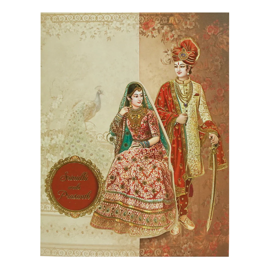 Brown Bride And Groom Wedding Card-KAC05070 - Image 3