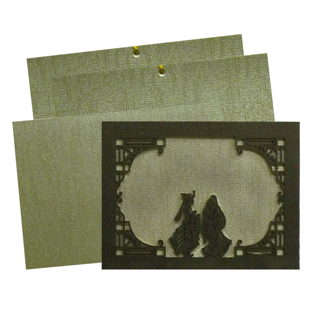 Brown Bride Groom MDF Wedding Card-KSI11560