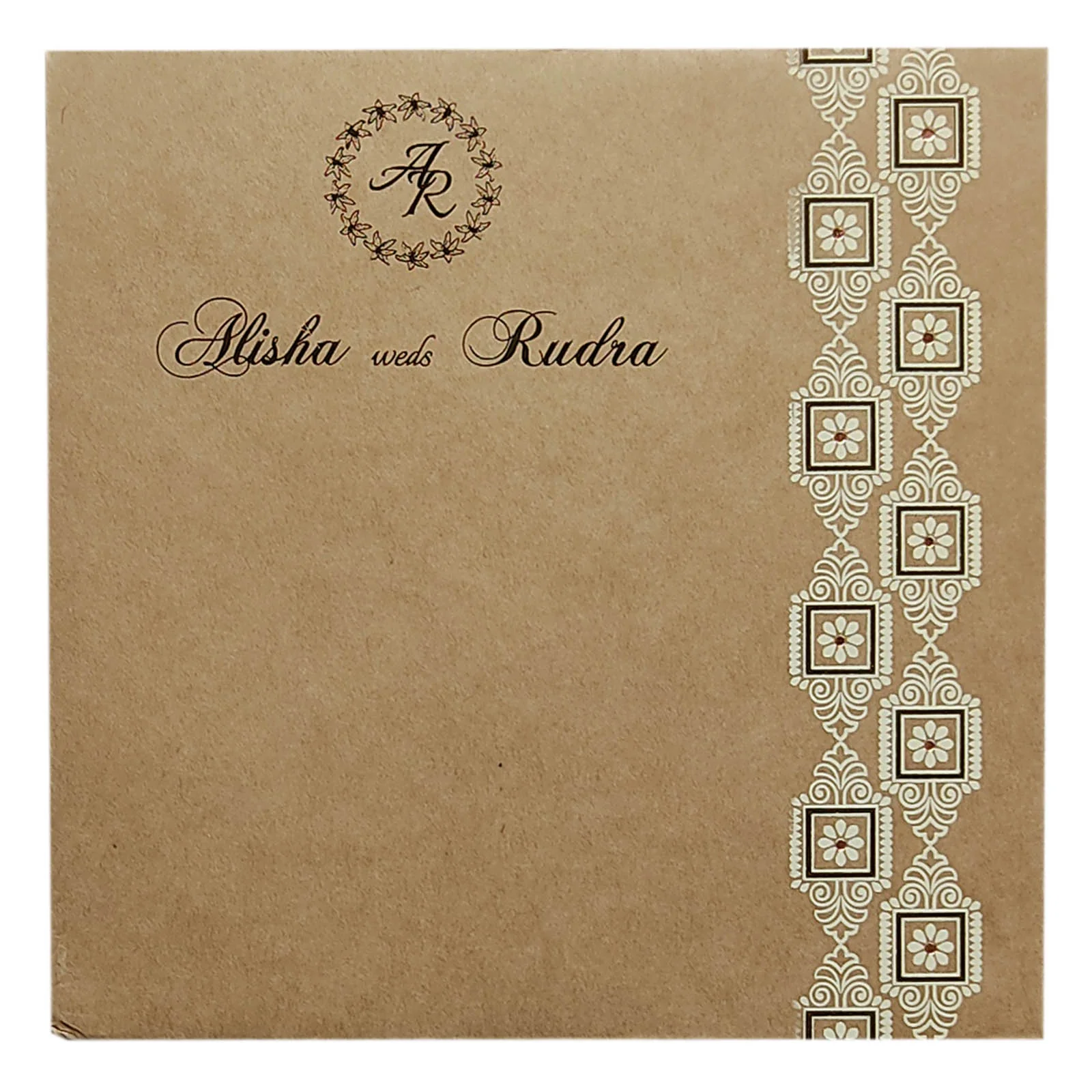 Brown Designer Single Sheet Invitation Card-KRCS6022 - Image 3