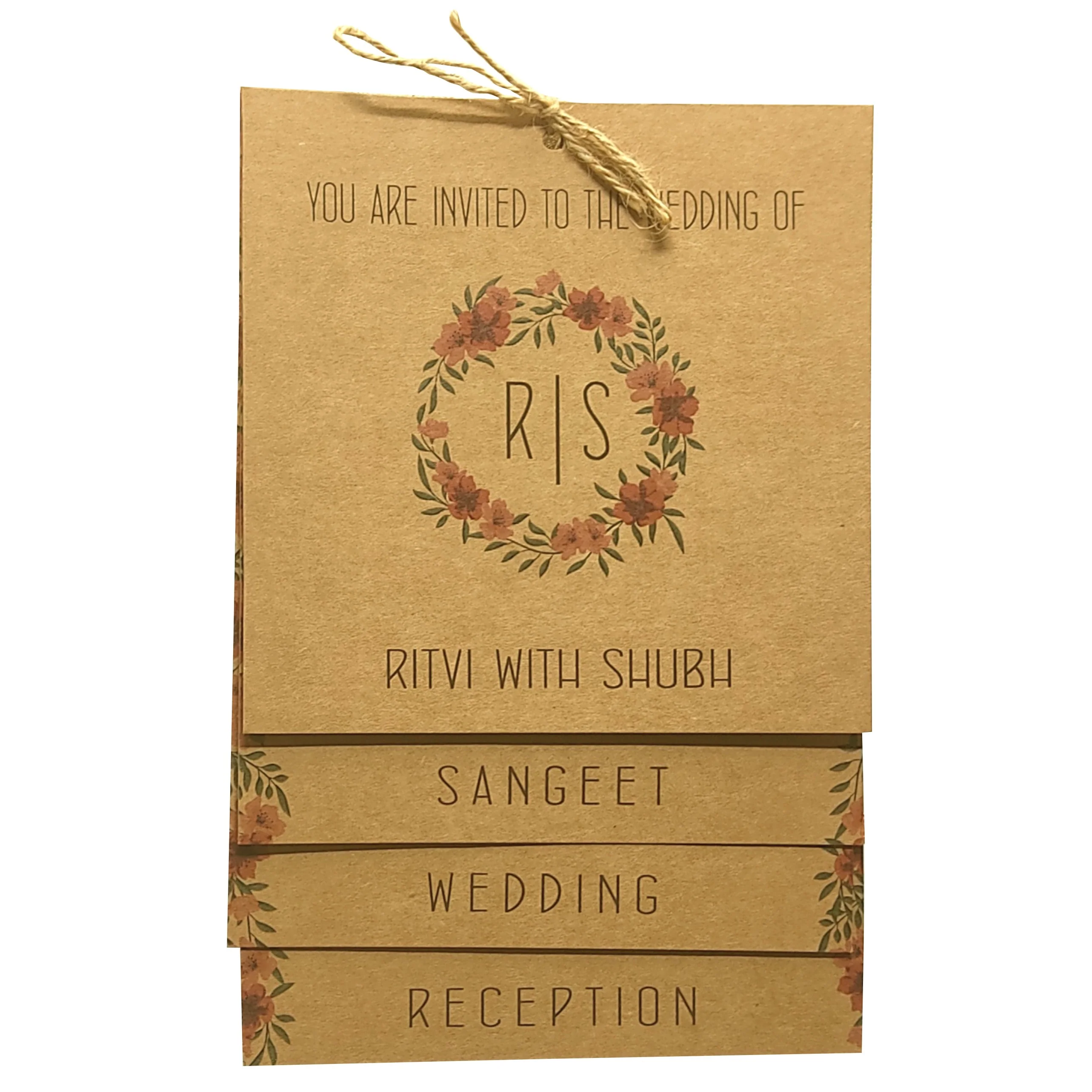 Brown Floral Design Invitation Card-KRC29360 - Image 2