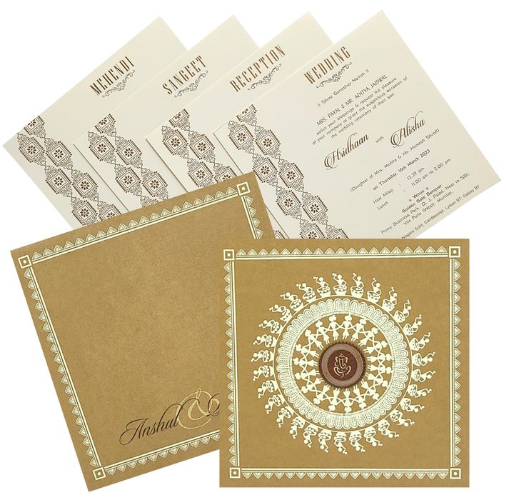 Brown Floral Invitation card-KRC28150
