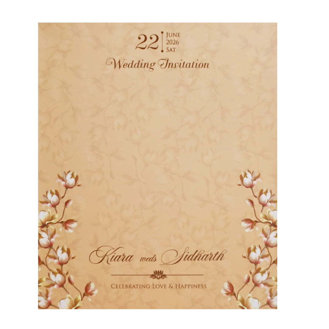 Beige Brown Floral Laser Cut Wedding Card - KFR14040 - Image 4