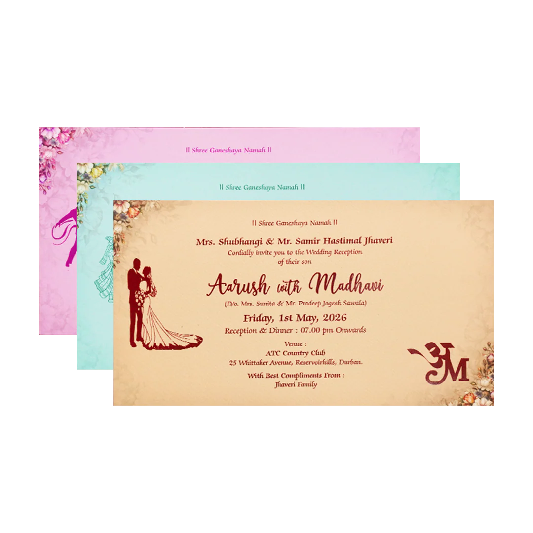 Brown Floral Padded Wedding Card-KSH72270 - Image 5