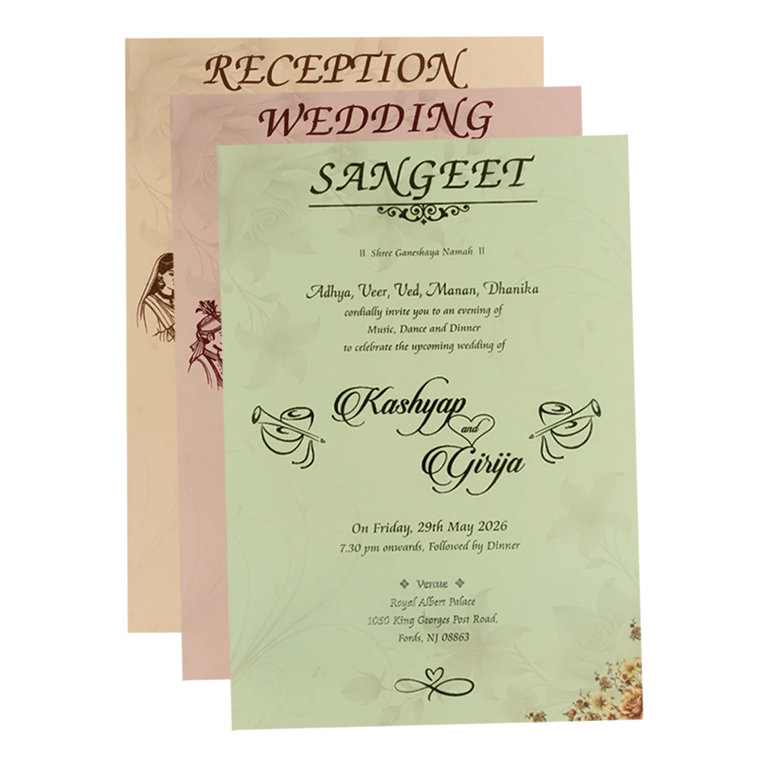 Brown Floral Padded Wedding Card-KSH72520 - Image 5
