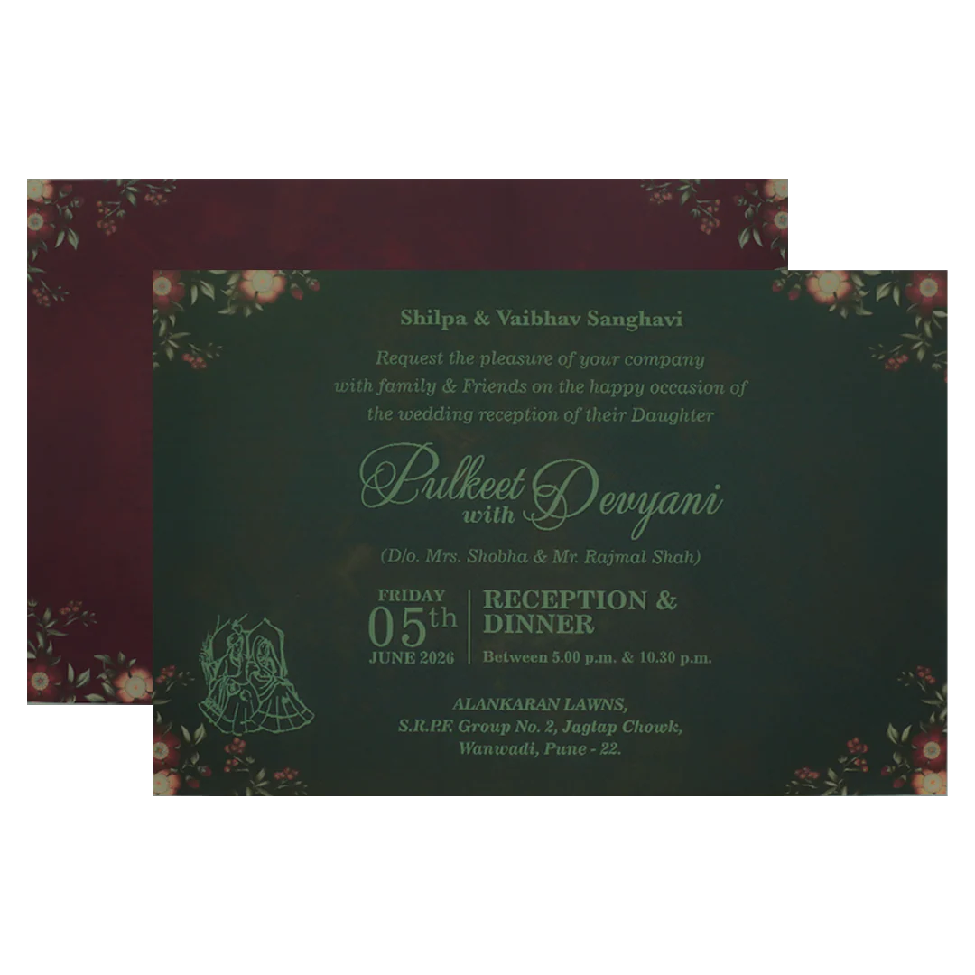 Brown Floral Padded Wedding Card-KJTS1836 - Image 5