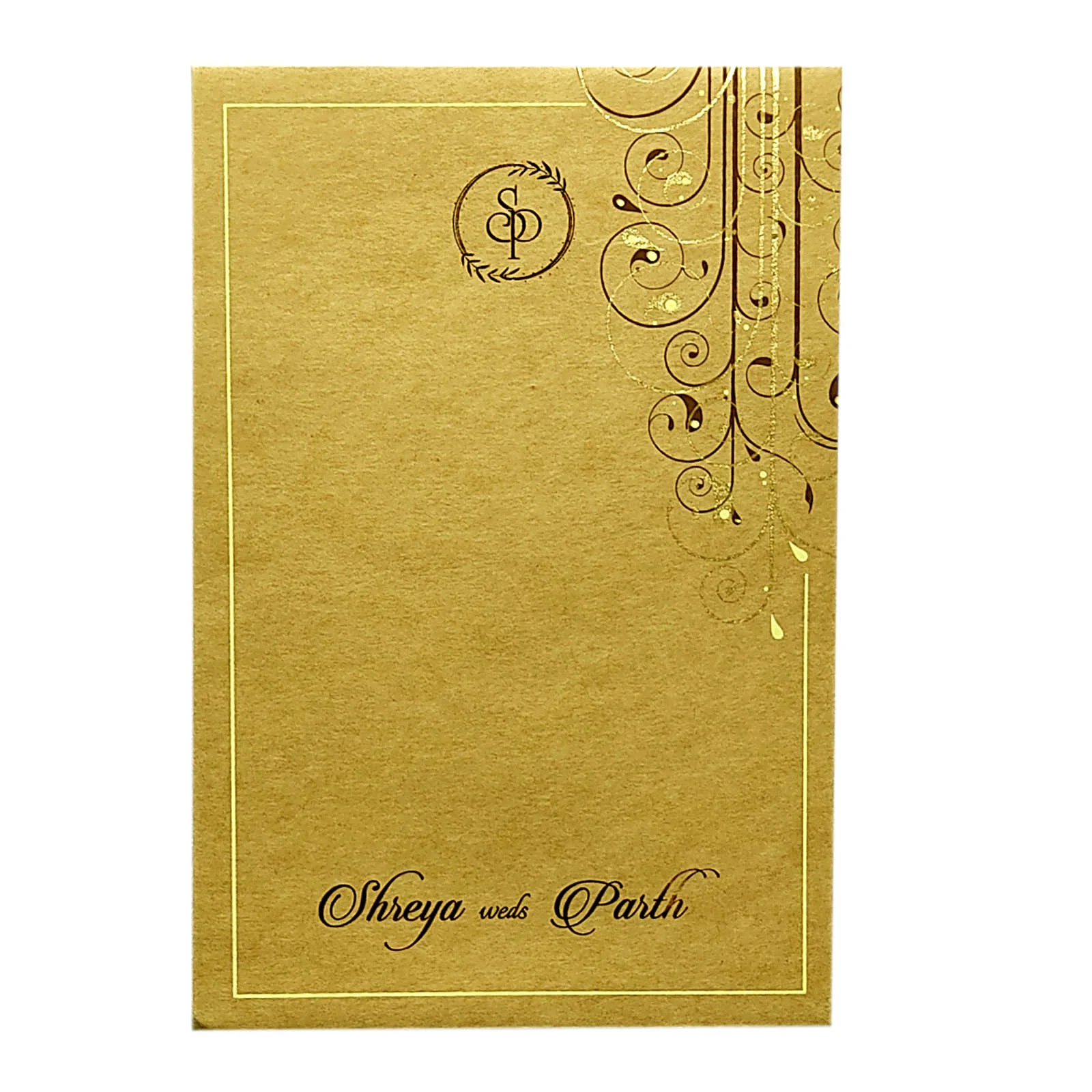 Brown Floral Single Sheet Invitation Card-KRCS6140 - Image 3