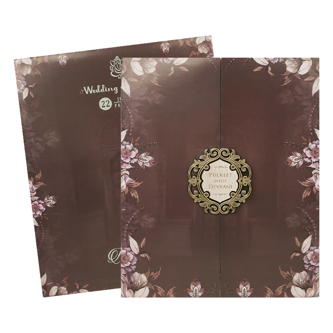 Brown Floral Wedding Card-KJTS1811 - Image 2