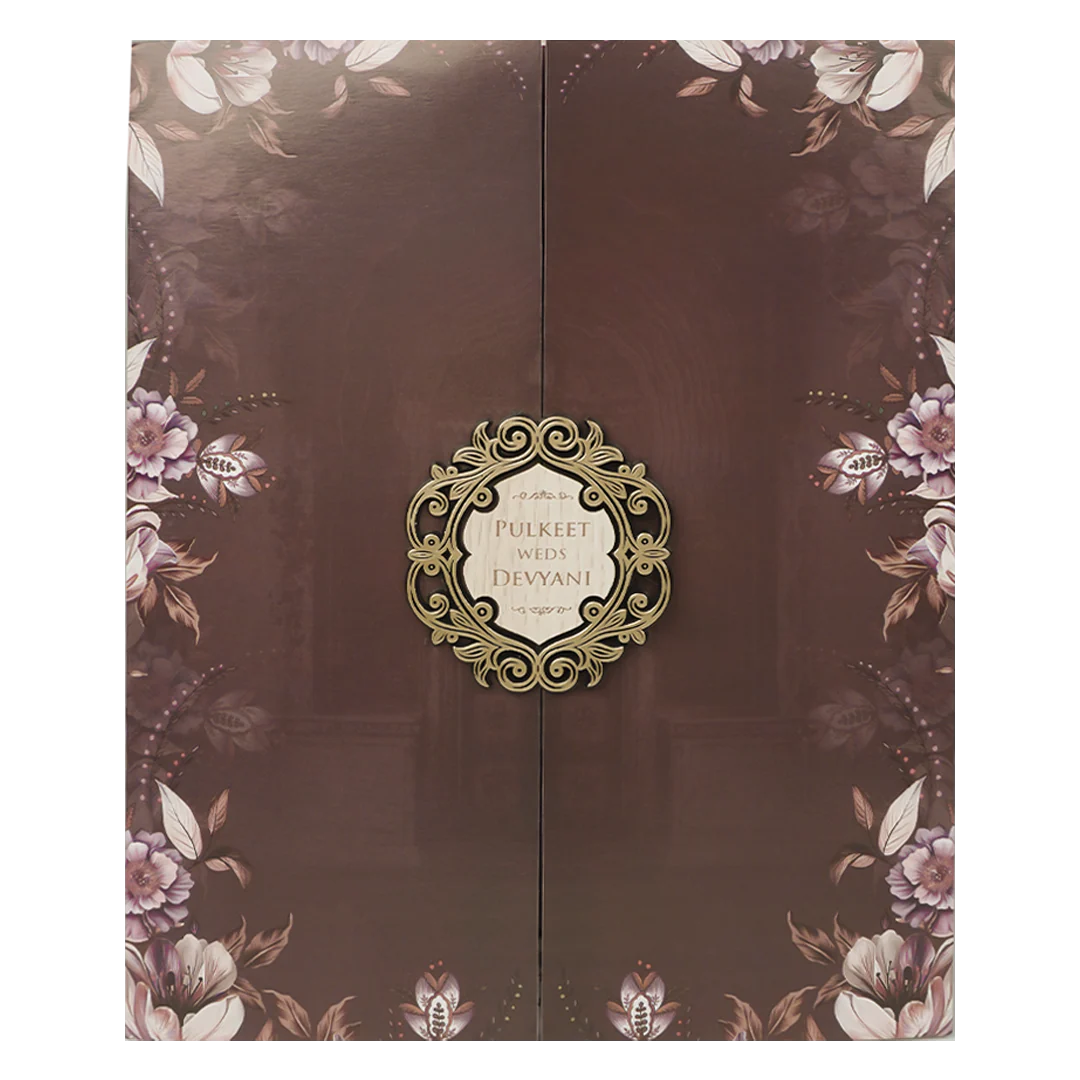 Brown Floral Wedding Card-KJTS1811 - Image 3