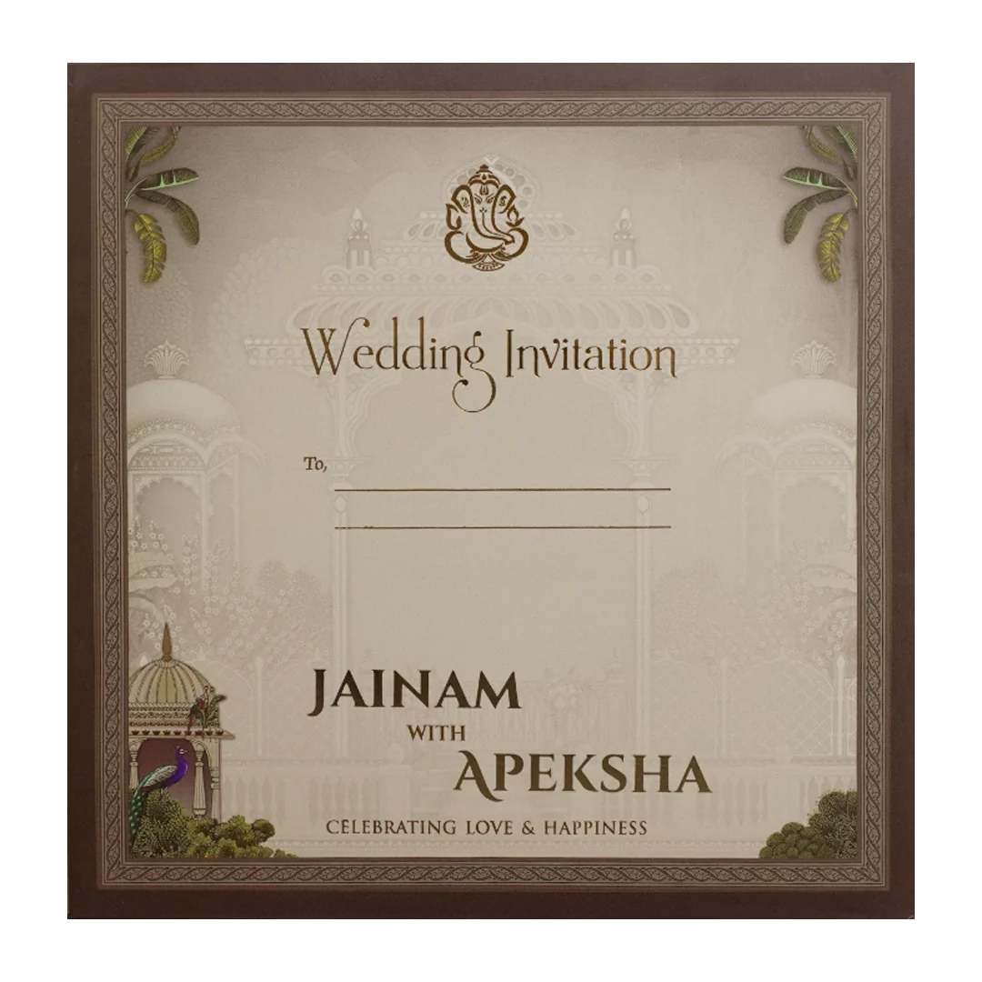Brown Garden Padded Wedding Card - KSH72740 - Image 4