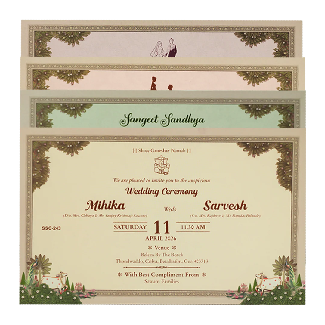 Brown Krishna Radha Padded Wedding Card-KSSC2430 - Image 5