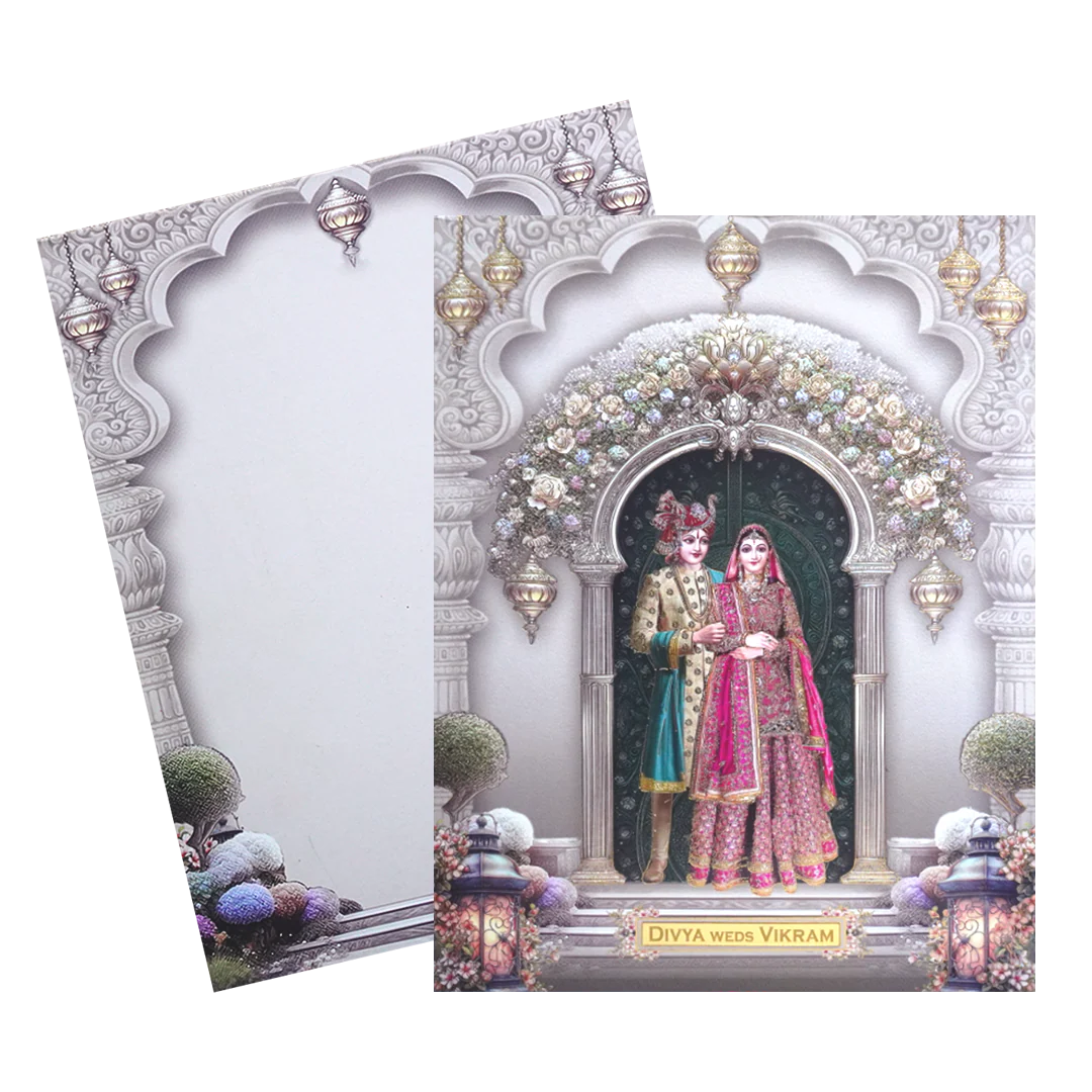 Brown Majestic Bride & Groom Wedding Card-KNKJ1141 - Image 2