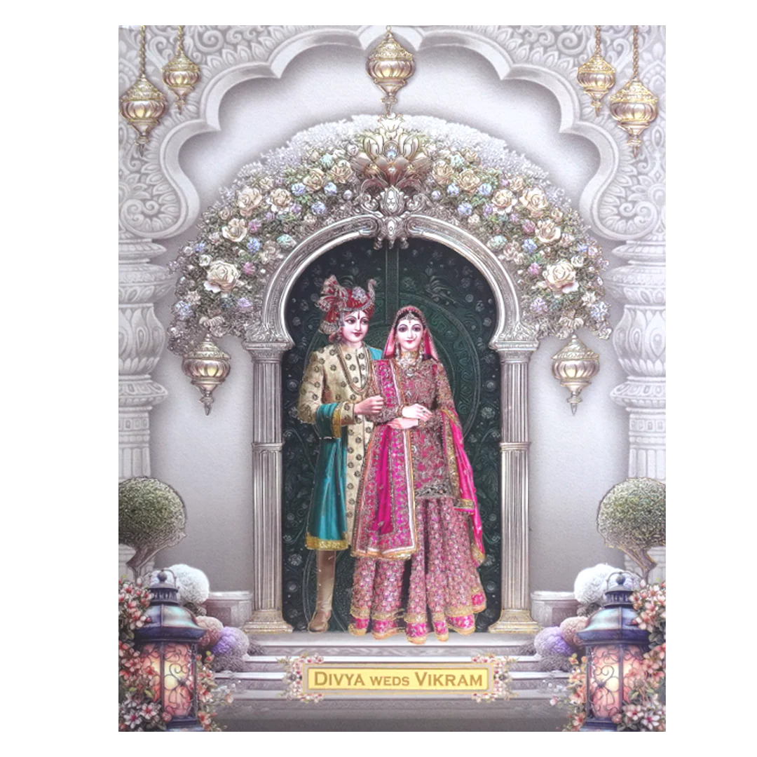 Brown Majestic Bride & Groom Wedding Card-KNKJ1141 - Image 3