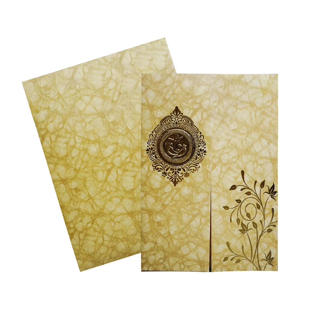 Brown Marbel Door-Style Wedding Card-KNKR029B - Image 2
