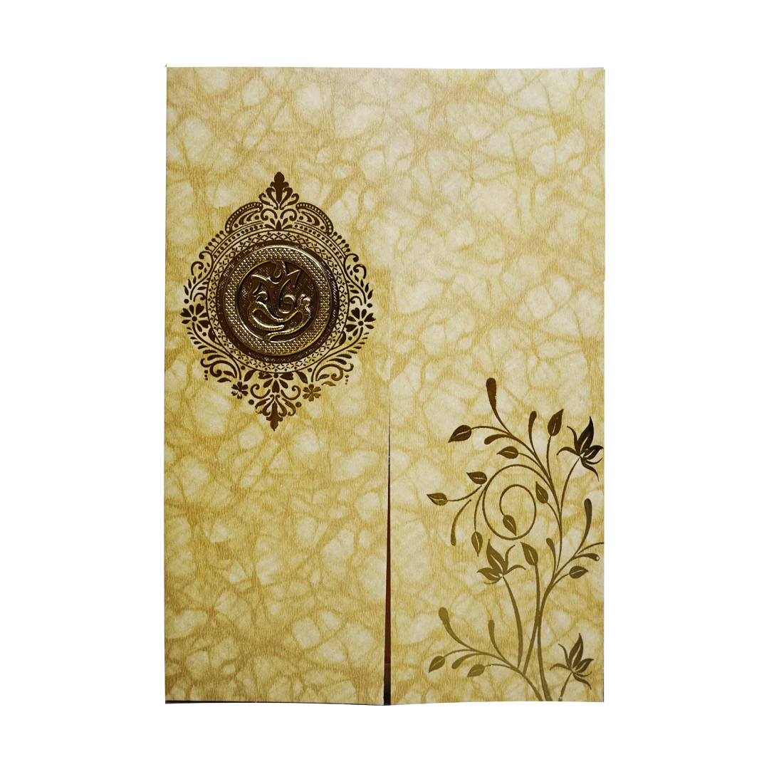 Brown Marbel Door-Style Wedding Card-KNKR029B - Image 3