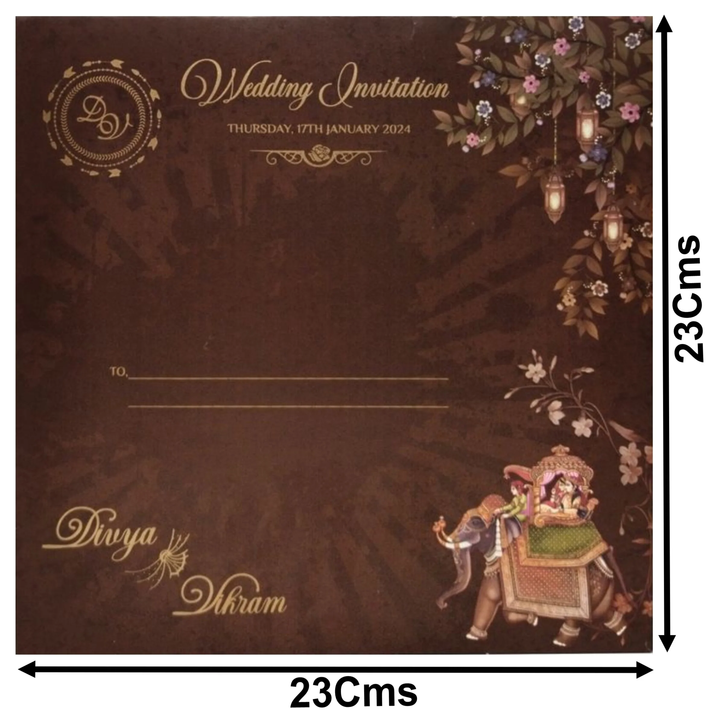 Brown Padded Floral Gold Foiling Print With Open Door Type-KNPO5518N - Image 4