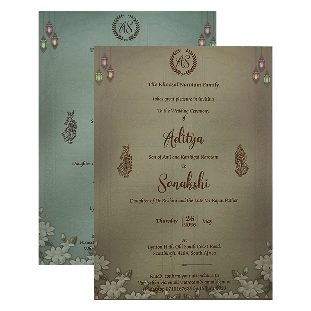 Brown Palace Door Padded Wedding Card-KRE27210 - Image 5