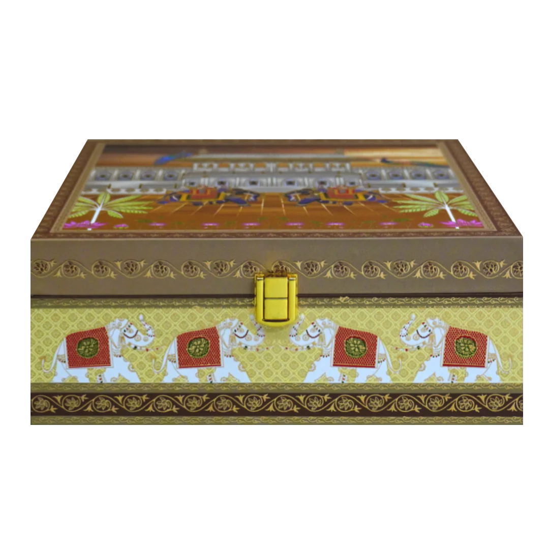 Brown Palace Peacock Box Wedding Invitation-KBX1305 - Image 4