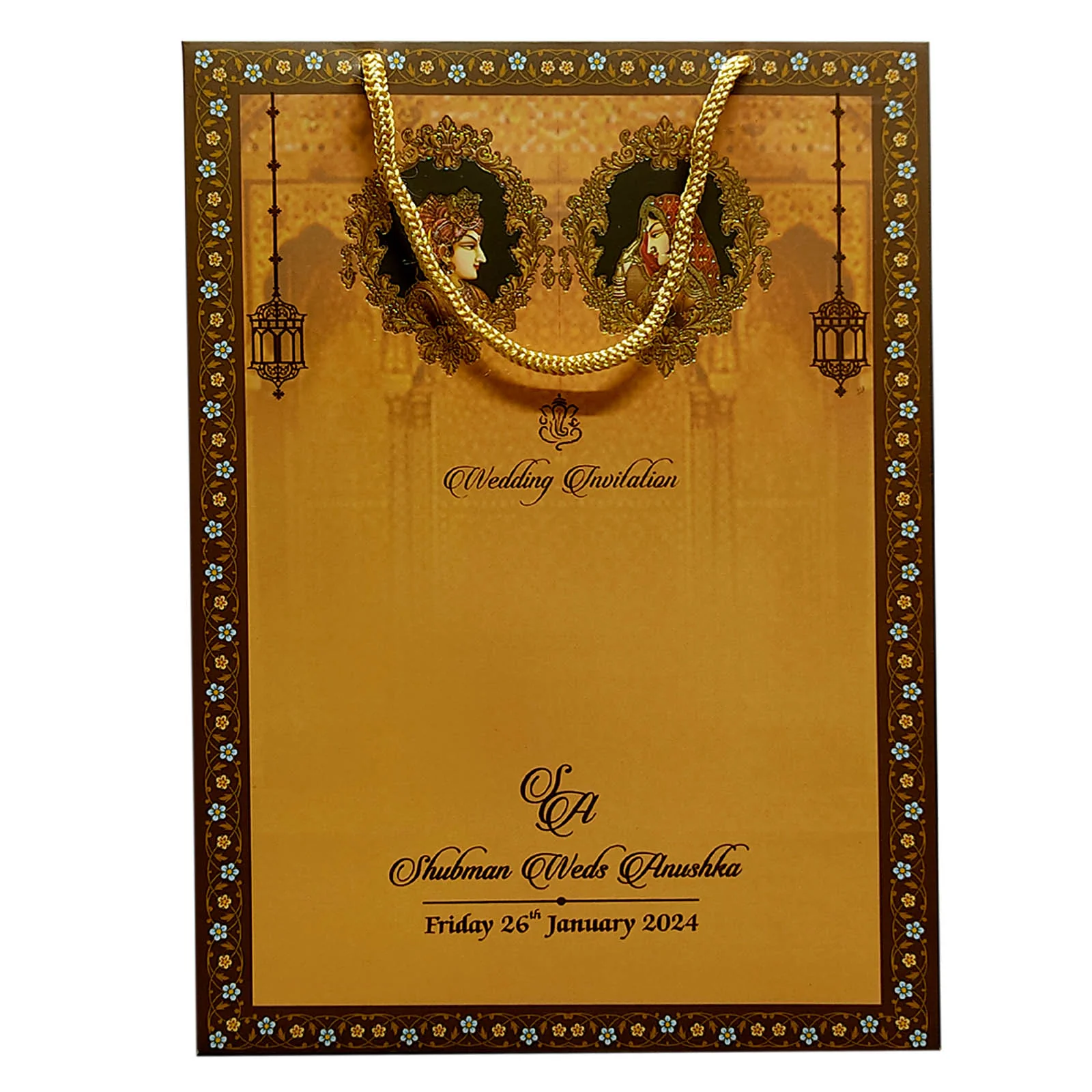 Brown Traditional Padded Wedding Invitation-Krb07520 - Image 4