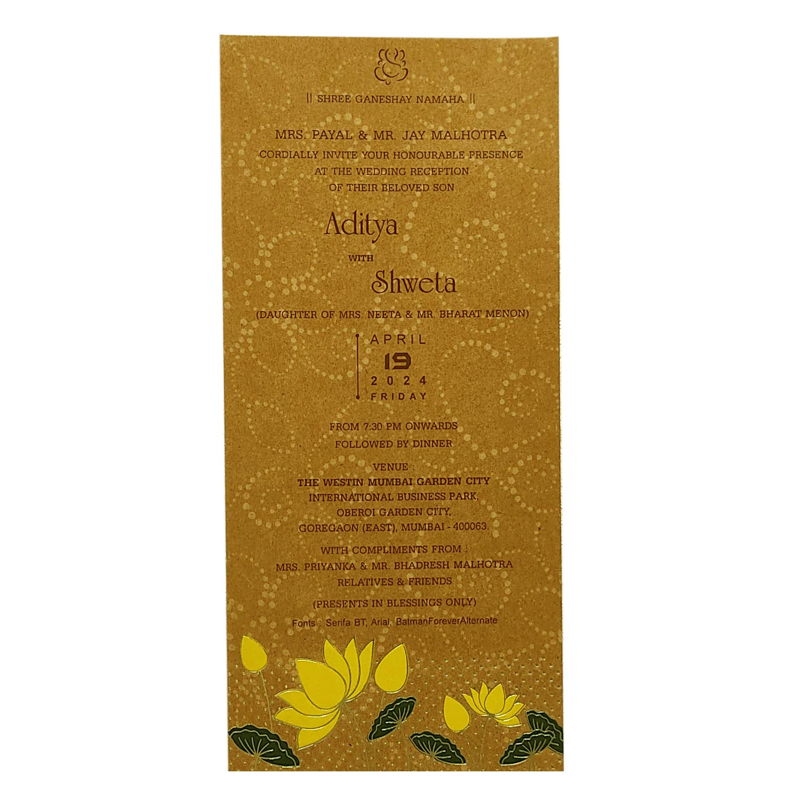 Brown Yellow Floral Single Sheet Invitation Card-KRCS5171 - Image 2