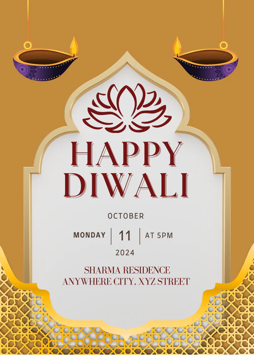 Brown Arch Framed Diwali Invitation-AADWI005 - Image 2