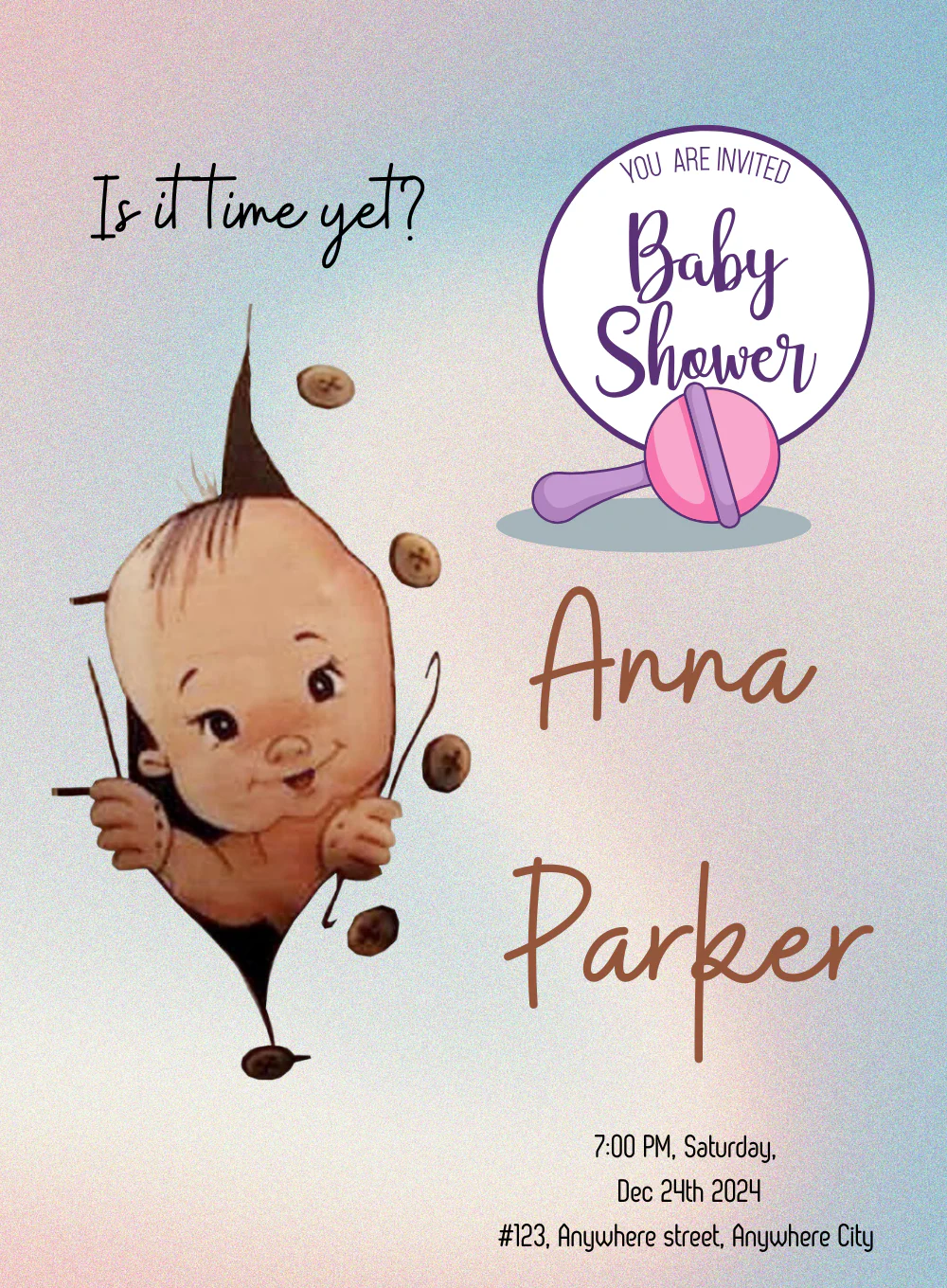 Brown Child Baby Shower Invitations-AABSW019 - Image 2
