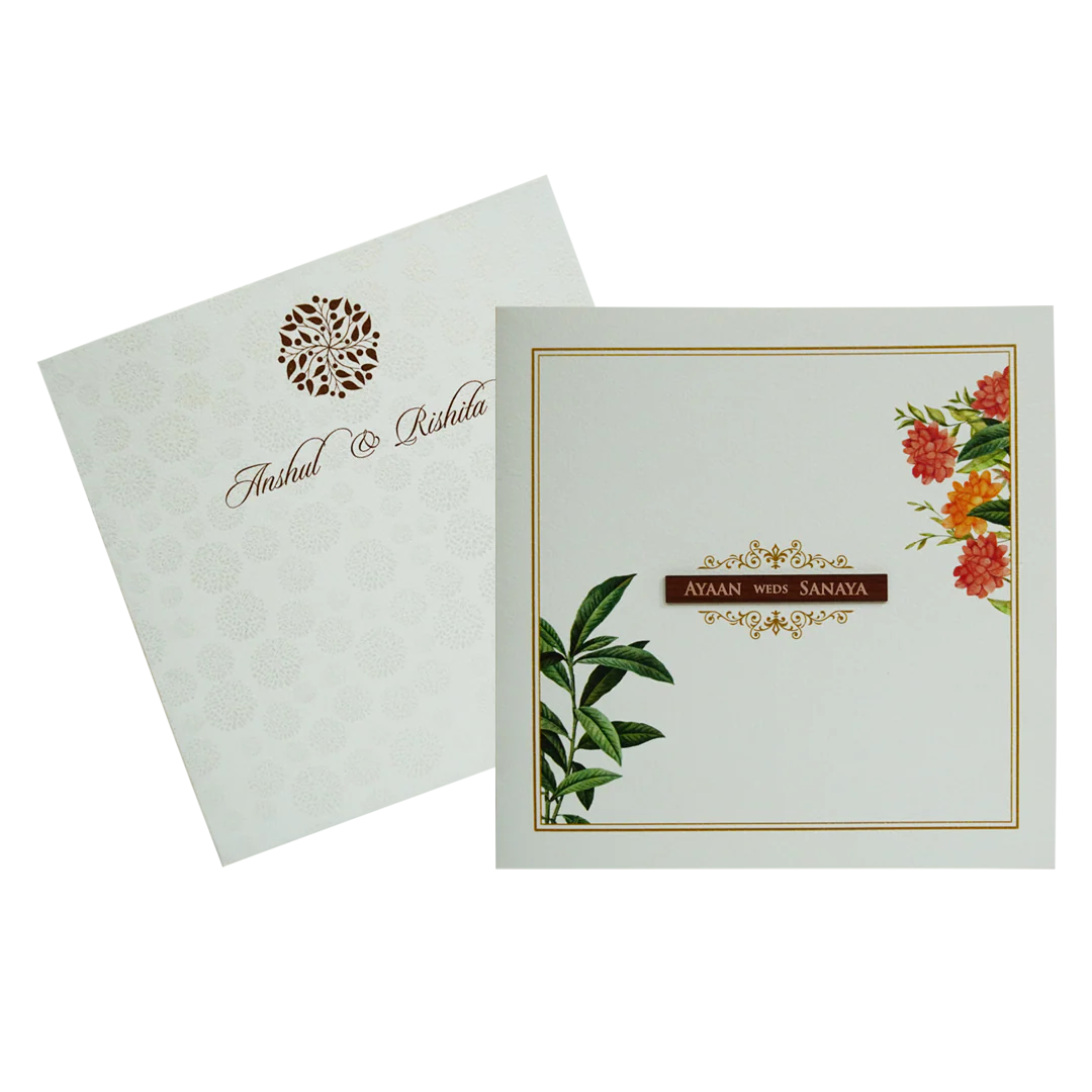 Carnation Pink Floral Padded Wedding Card-KRC30492 - Image 2